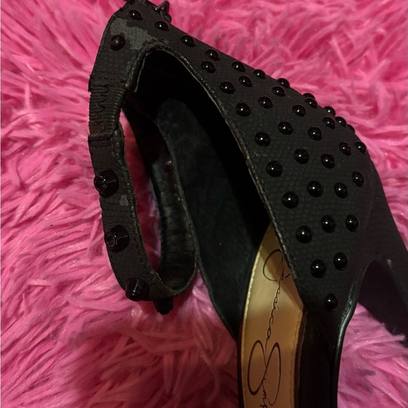 Jessica Simpson Elegant Black Faralie Studded Platform Ankle Strap Heel - Picture 9 of 11